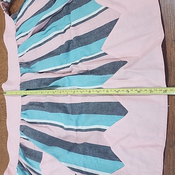 Vintage Apron pink and black and turquoise stripes with pocket - Picture 7 of 8